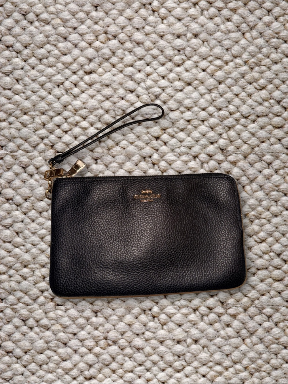 Coach Pebbled Leather Double Zipper Wristlet Wallet